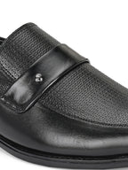 TokyoSole Noir Textured Monk Strap Loafers for Men (HRLFR004BLK)