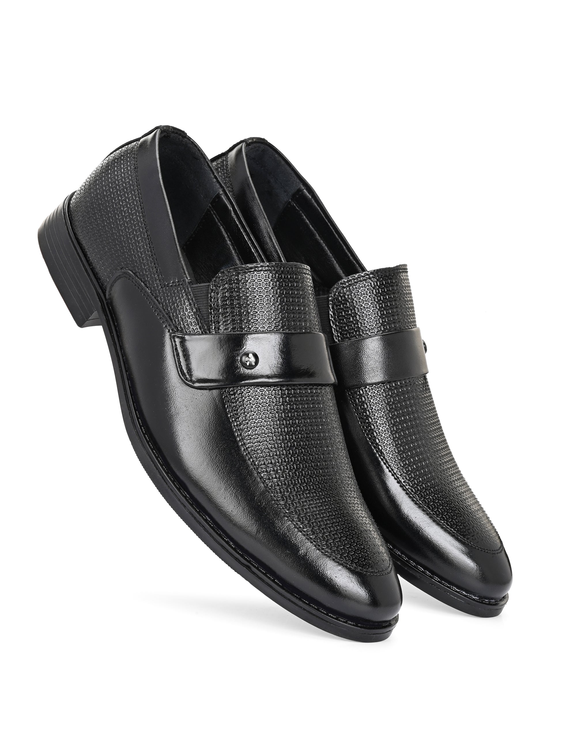 TokyoSole Noir Textured Monk Strap Loafers for Men (HRLFR004BLK)