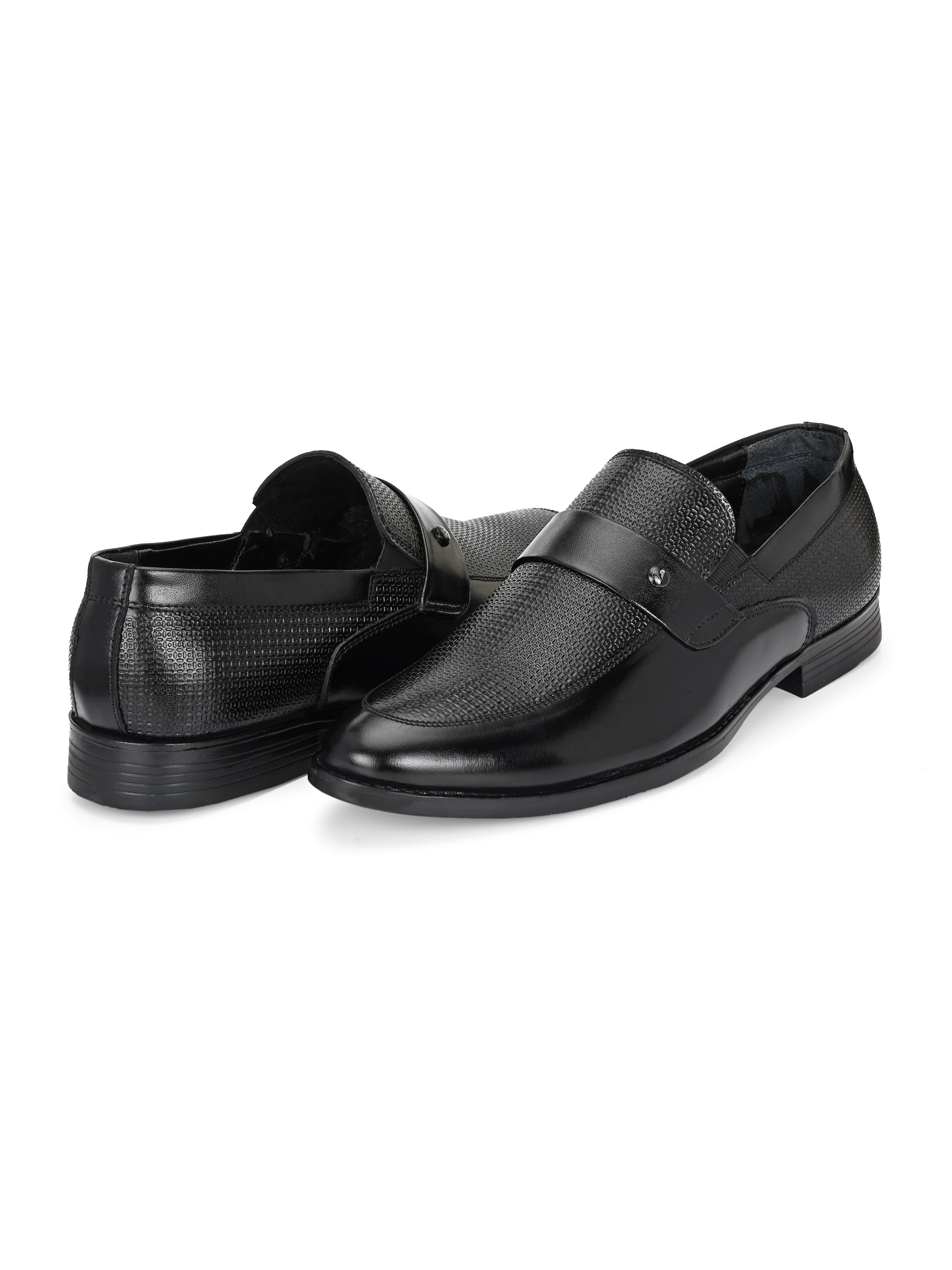 TokyoSole Noir Textured Monk Strap Loafers for Men (HRLFR004BLK)