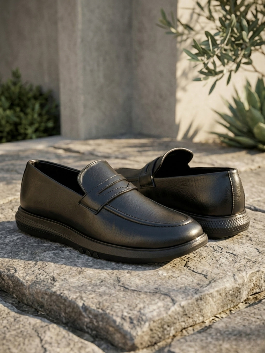TokyoSole Urban Glide Black Penny Loafers for Men(HRLFR005BLK)