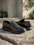 TokyoSole Urban Glide Black Penny Loafers for Men(HRLFR005BLK)