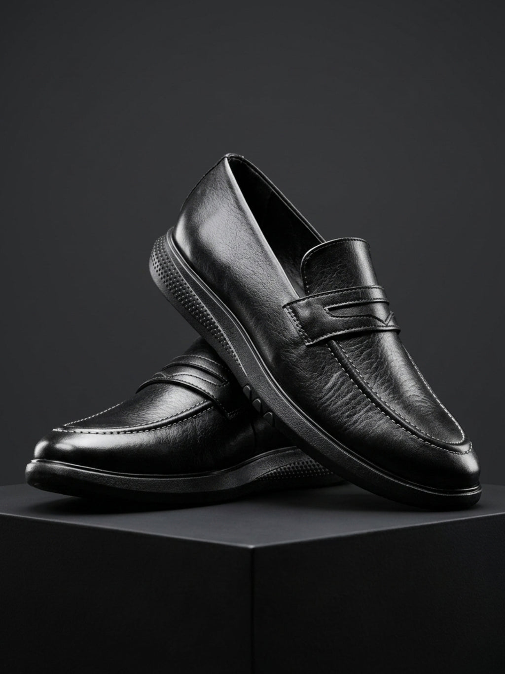 TokyoSole Urban Glide Black Penny Loafers for Men(HRLFR005BLK)