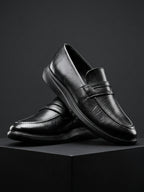 TokyoSole Urban Glide Black Penny Loafers for Men(HRLFR005BLK)
