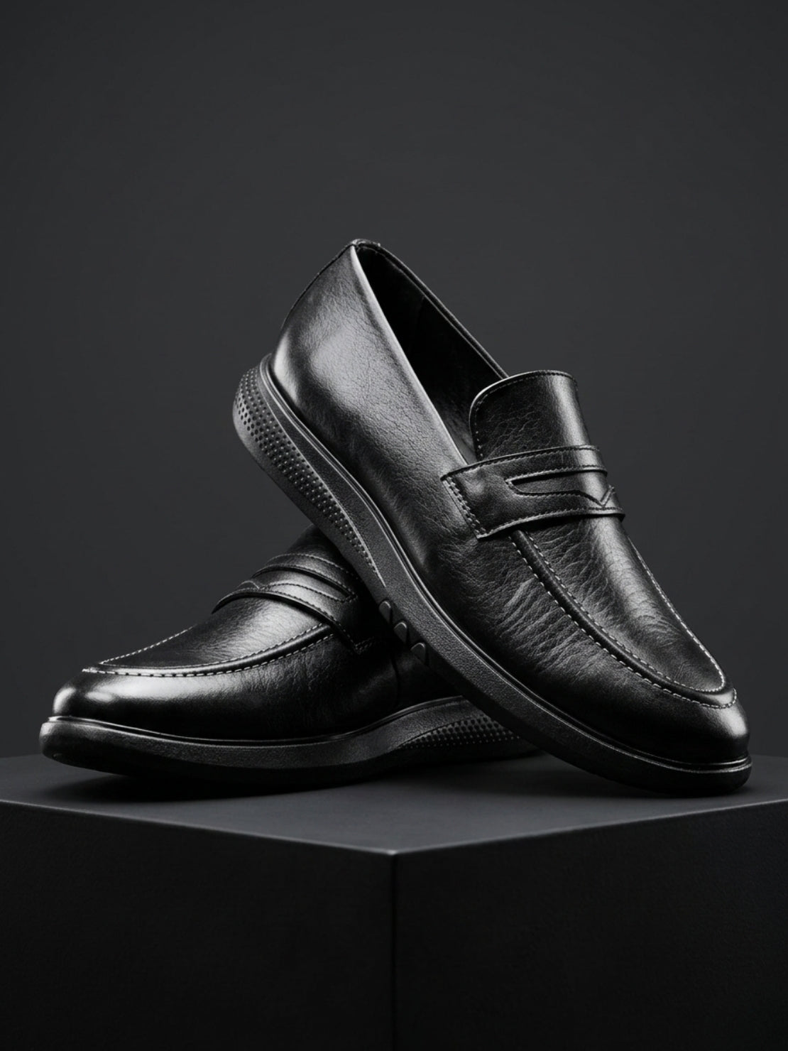 TokyoSole Urban Glide Black Penny Loafers for Men(HRLFR005BLK)