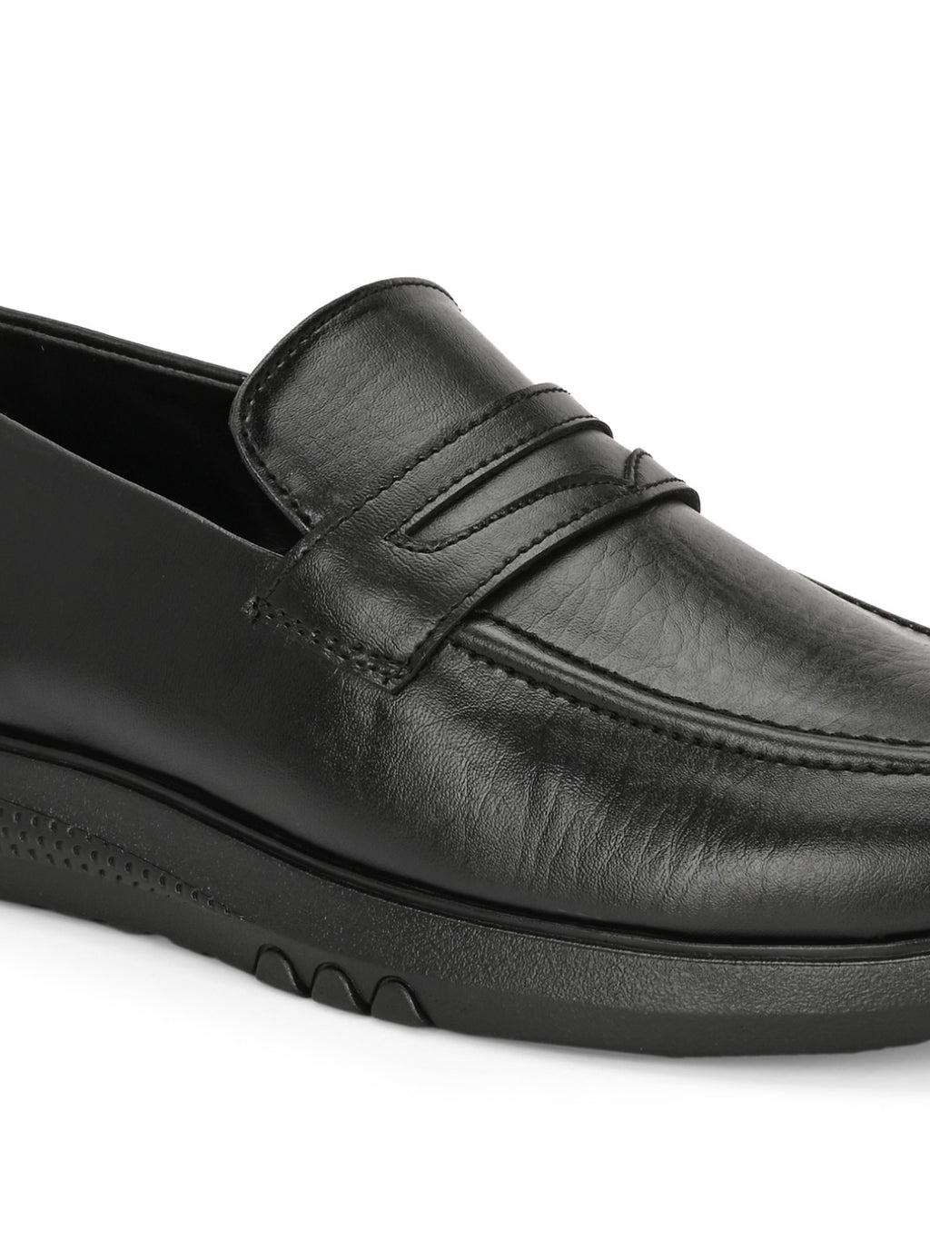 TokyoSole Urban Glide Black Penny Loafers for Men(HRLFR005BLK)