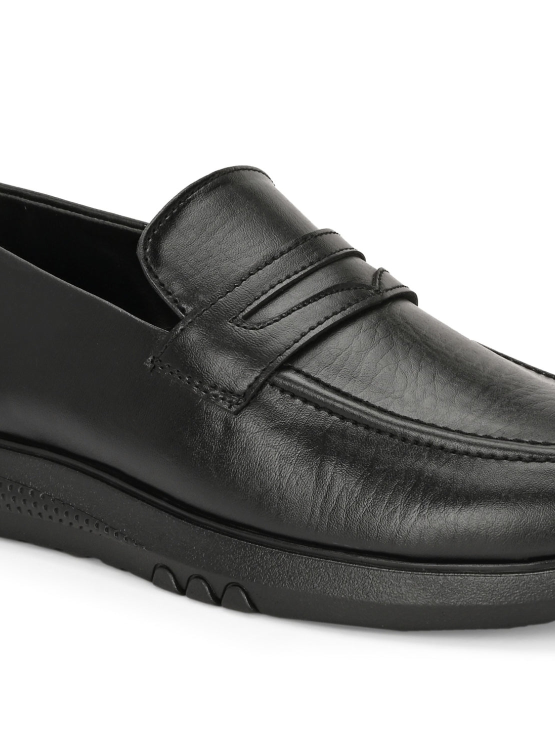 TokyoSole Urban Glide Black Penny Loafers for Men(HRLFR005BLK)