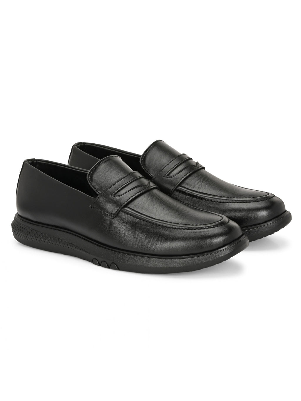 TokyoSole Urban Glide Black Penny Loafers for Men(HRLFR005BLK)