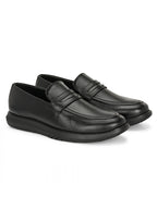 TokyoSole Urban Glide Black Penny Loafers for Men(HRLFR005BLK)