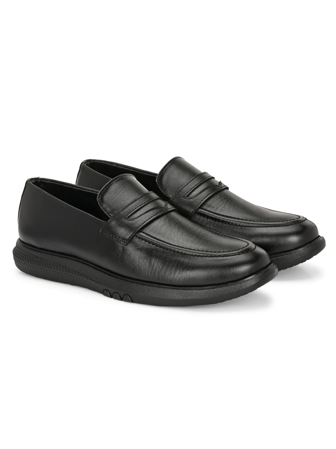 TokyoSole Urban Glide Black Penny Loafers for Men(HRLFR005BLK)