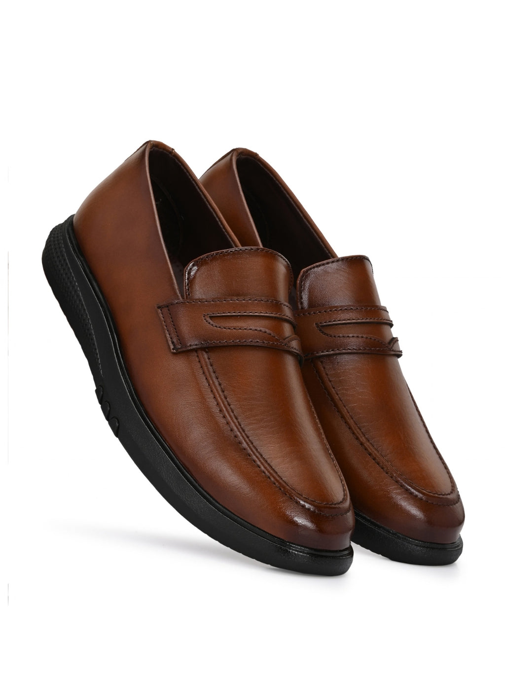 TokyoSole Amber Crest Tan Penny Loafers for Men (HRLFR005TAN)