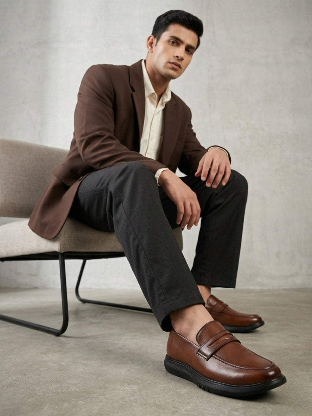 TokyoSole Amber Crest Tan Penny Loafers for Men (HRLFR005TAN)