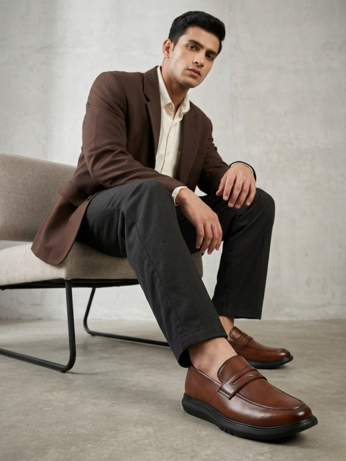 TokyoSole Amber Crest Tan Penny Loafers for Men (HRLFR005TAN)