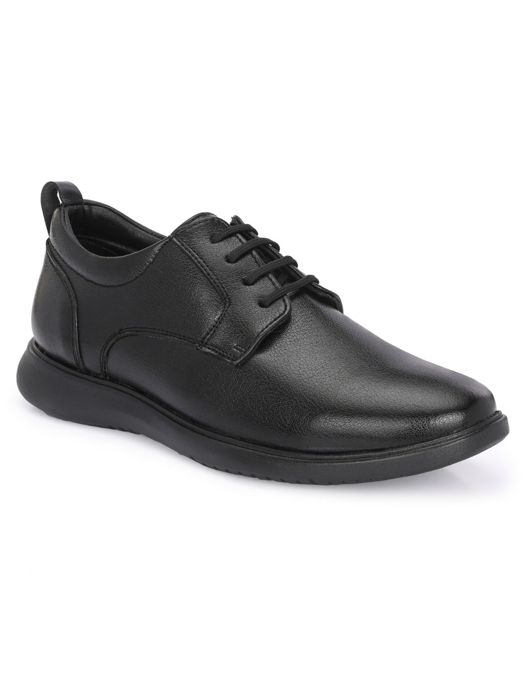 TokyoSole Vertex Black Leather Derby Shoes for Men (HRLFR006BLK)