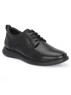 TokyoSole Vertex Black Leather Derby Shoes for Men (HRLFR006BLK)