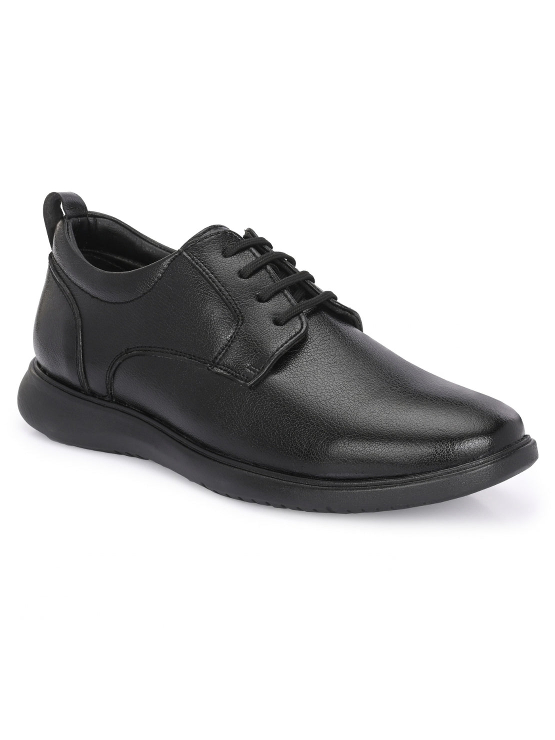 TokyoSole Vertex Black Leather Derby Shoes for Men (HRLFR006BLK)