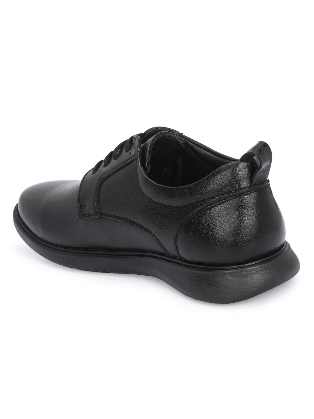 TokyoSole Vertex Black Leather Derby Shoes for Men (HRLFR006BLK)