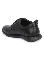 TokyoSole Vertex Black Leather Derby Shoes for Men (HRLFR006BLK)