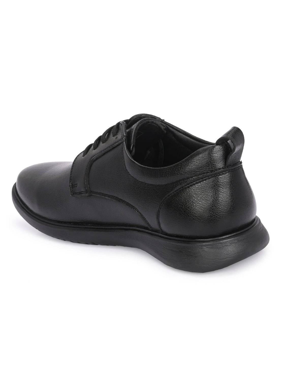 TokyoSole Vertex Black Leather Derby Shoes for Men (HRLFR006BLK)