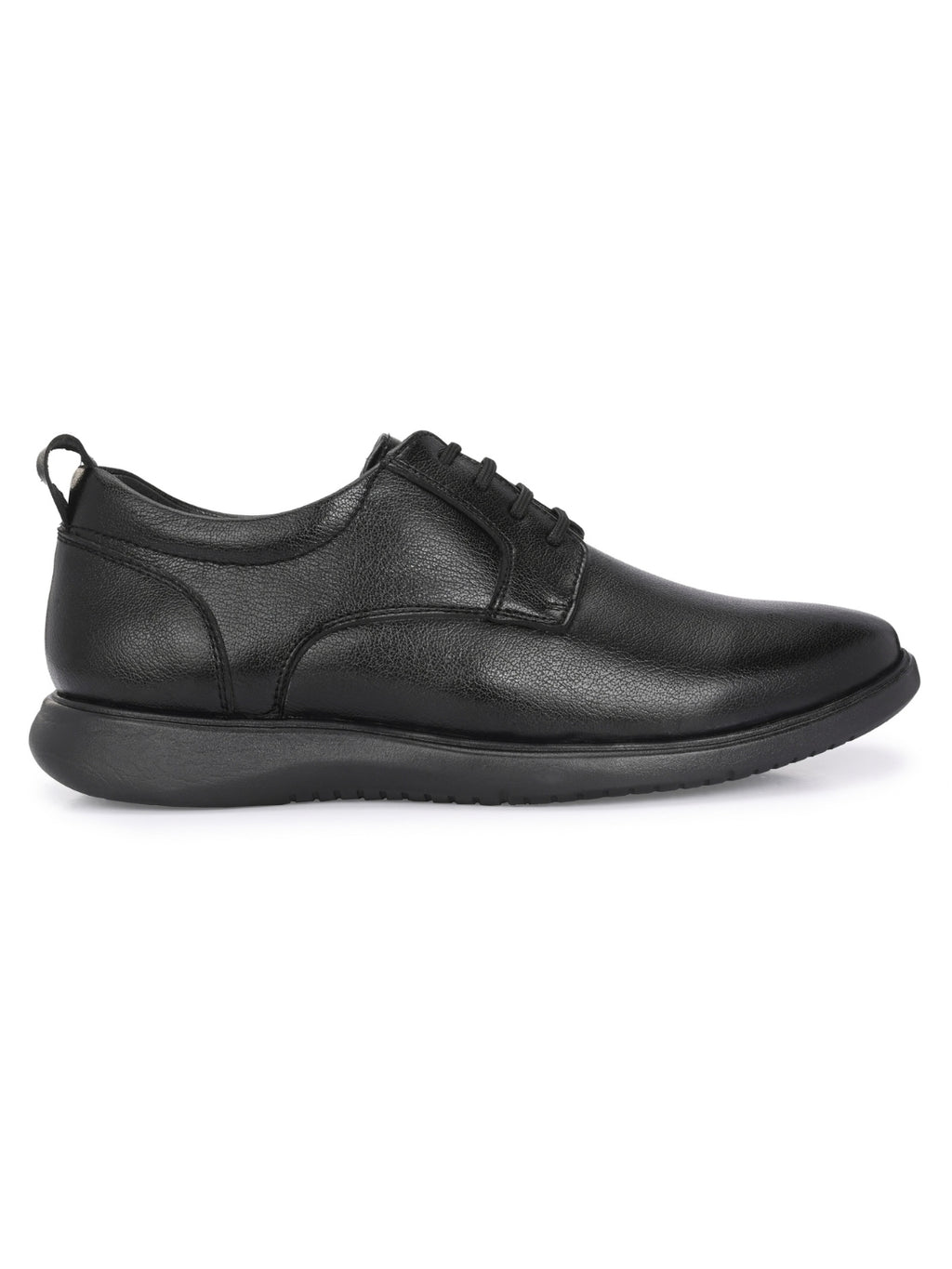 TokyoSole Vertex Black Leather Derby Shoes for Men (HRLFR006BLK)