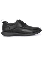 TokyoSole Vertex Black Leather Derby Shoes for Men (HRLFR006BLK)