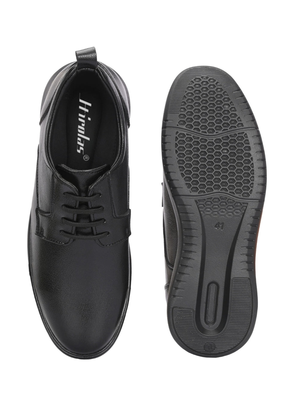 TokyoSole Vertex Black Leather Derby Shoes for Men (HRLFR006BLK)