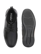 TokyoSole Vertex Black Leather Derby Shoes for Men (HRLFR006BLK)