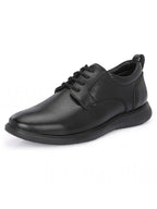 TokyoSole Vertex Black Leather Derby Shoes for Men (HRLFR006BLK)