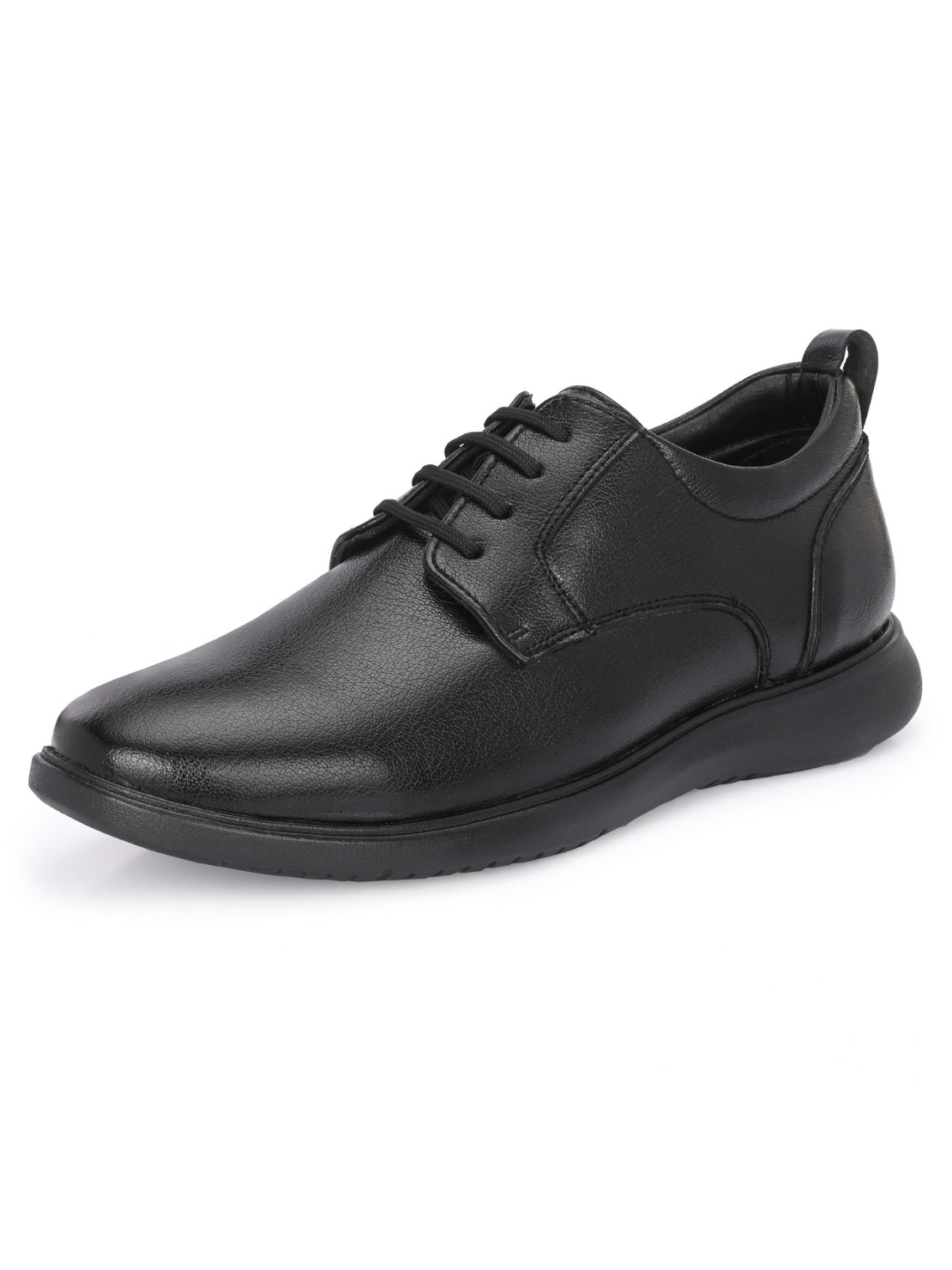 TokyoSole Vertex Black Leather Derby Shoes for Men (HRLFR006BLK)