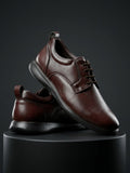 TokyoSole Mahogany Edge Leather Derby Shoes for Men (HRLFR006BRN)