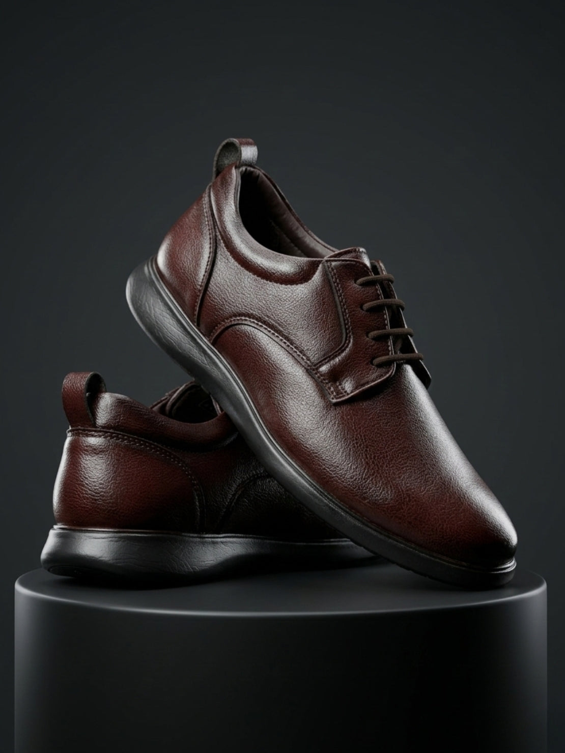 TokyoSole Mahogany Edge Leather Derby Shoes for Men (HRLFR006BRN)