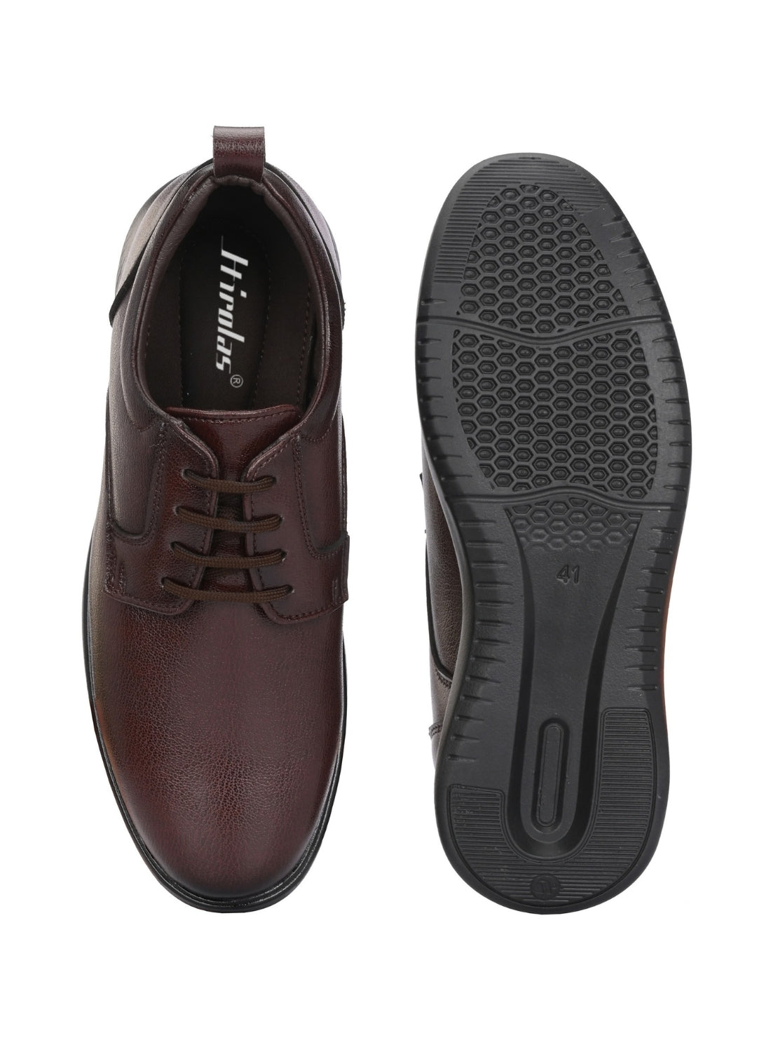 TokyoSole Mahogany Edge Leather Derby Shoes for Men (HRLFR006BRN)