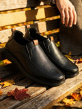 TokyoSole ShadowEase Black Leather Slip-On Shoes for Men (HRLFR007BLK)