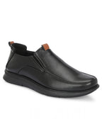 TokyoSole ShadowEase Black Leather Slip-On Shoes for Men (HRLFR007BLK)