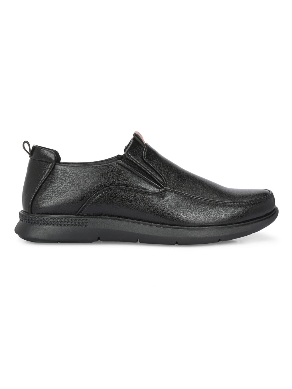 TokyoSole ShadowEase Black Leather Slip-On Shoes for Men (HRLFR007BLK)