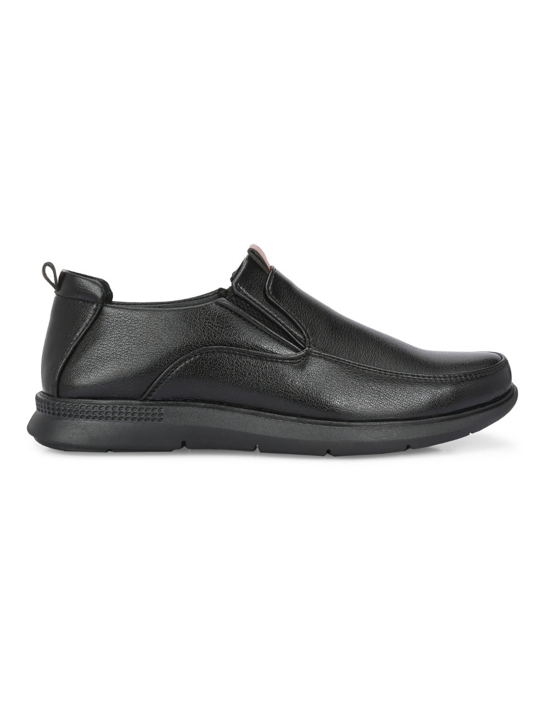 TokyoSole ShadowEase Black Leather Slip-On Shoes for Men (HRLFR007BLK)