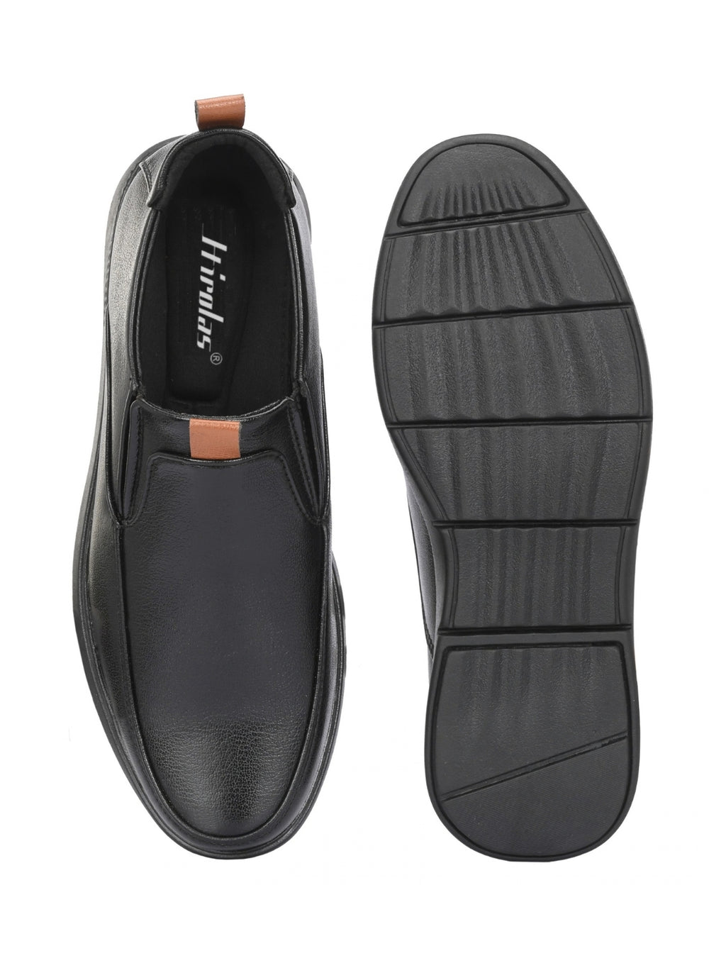 TokyoSole ShadowEase Black Leather Slip-On Shoes for Men (HRLFR007BLK)