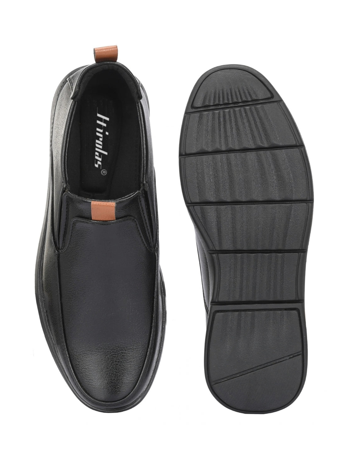 TokyoSole ShadowEase Black Leather Slip-On Shoes for Men (HRLFR007BLK)