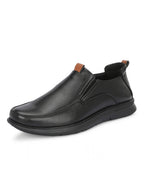 TokyoSole ShadowEase Black Leather Slip-On Shoes for Men (HRLFR007BLK)
