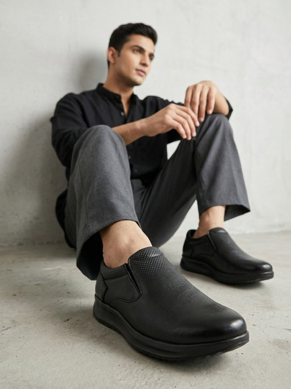 TokyoSole Signature Business Casual Shoes (HRLFR008BLK)