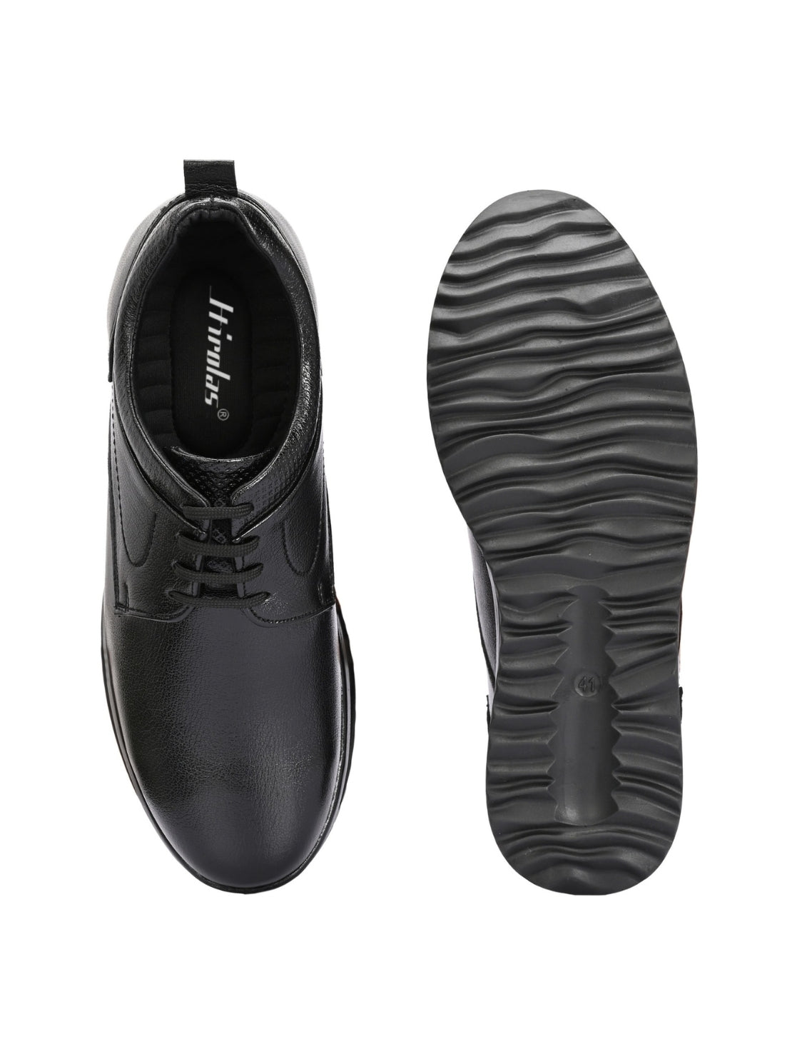 TokyoSole Premium Black Leather Oxford Formal Shoes for Men (HRLFR009BLK)