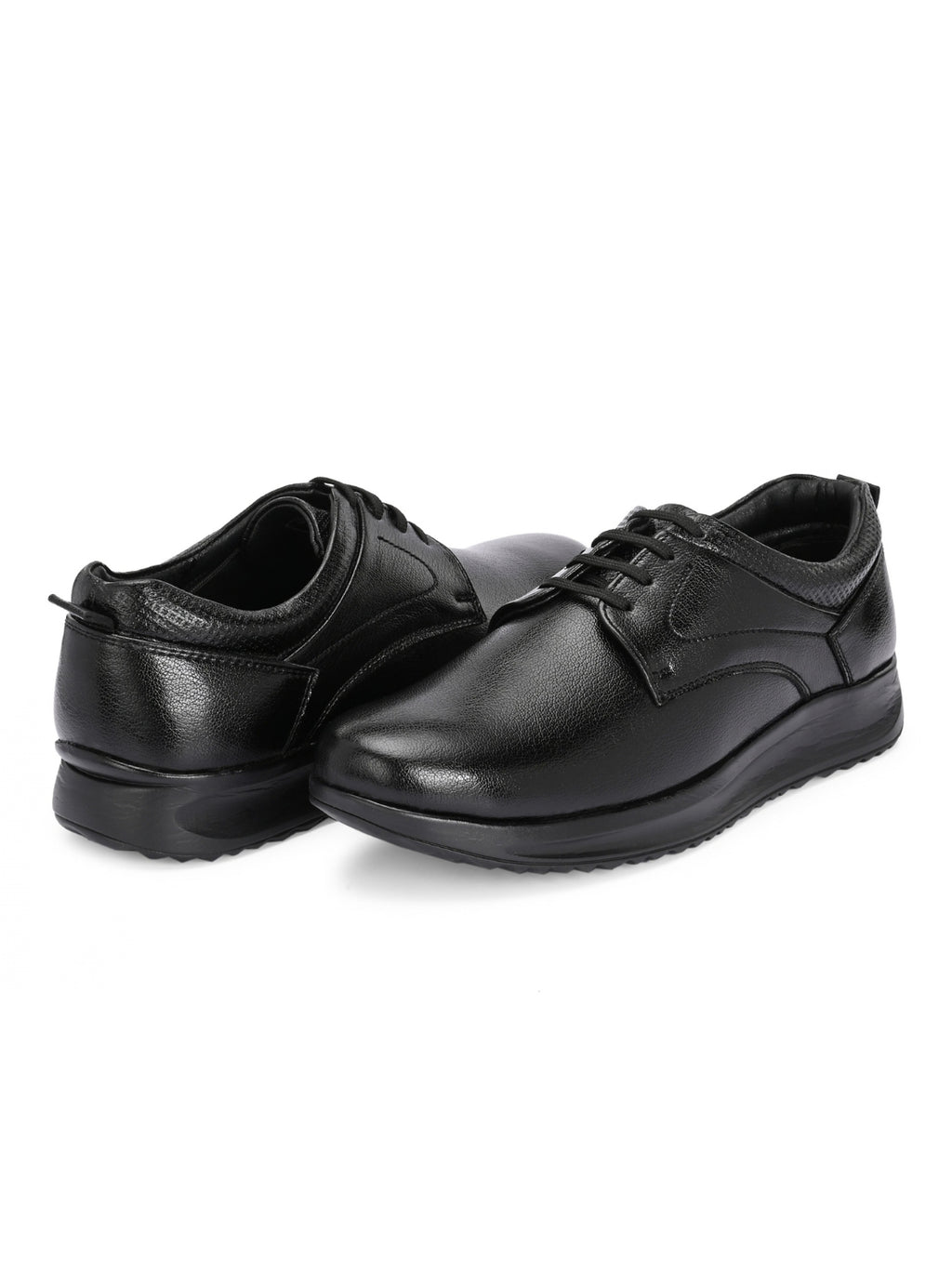TokyoSole Premium Black Leather Oxford Formal Shoes for Men (HRLFR009BLK)