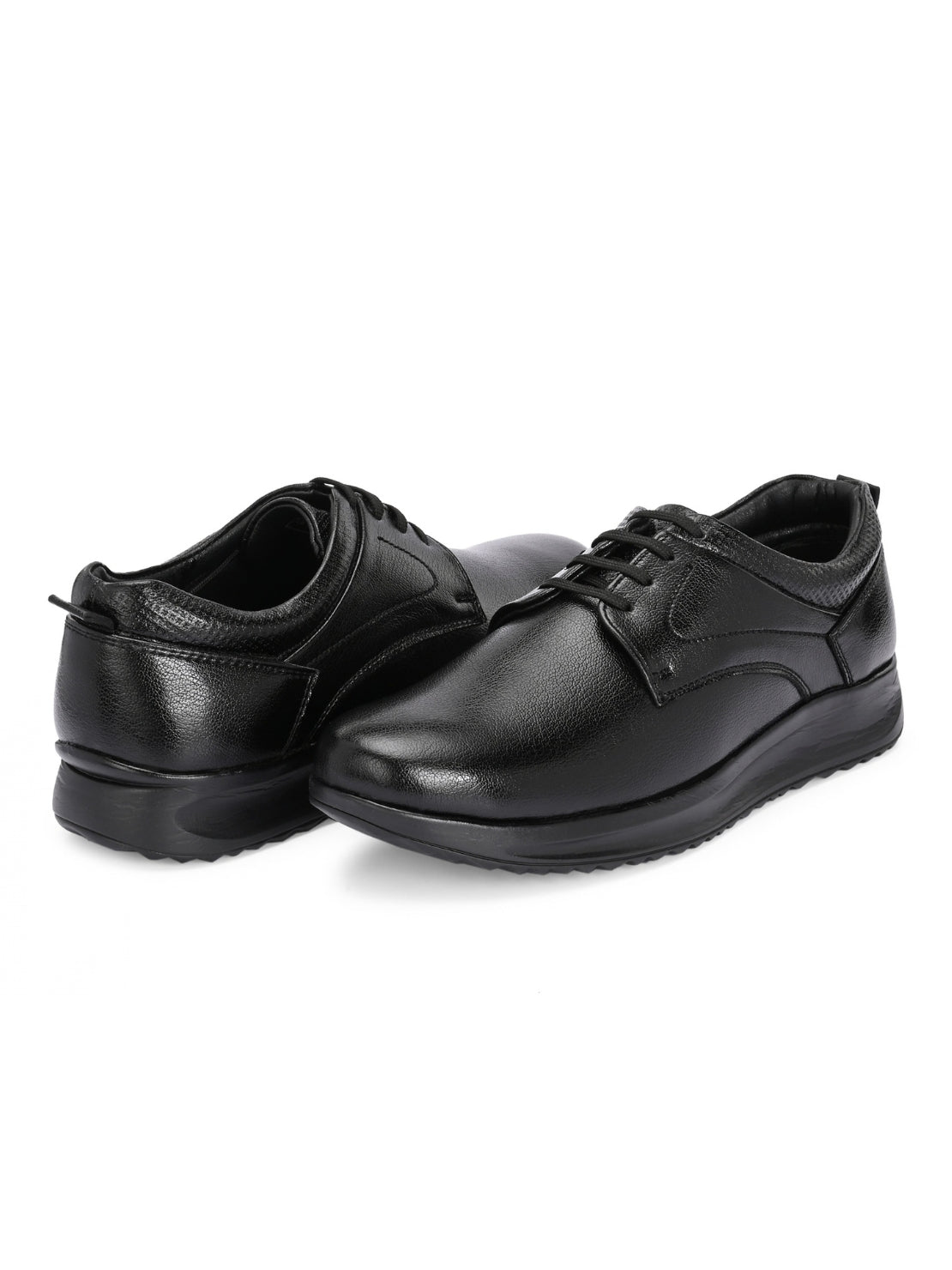 TokyoSole Premium Black Leather Oxford Formal Shoes for Men (HRLFR009BLK)