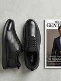 TokyoSole Premium Black Textured Leather Derby Shoes for Men (HRLFR010BLK)