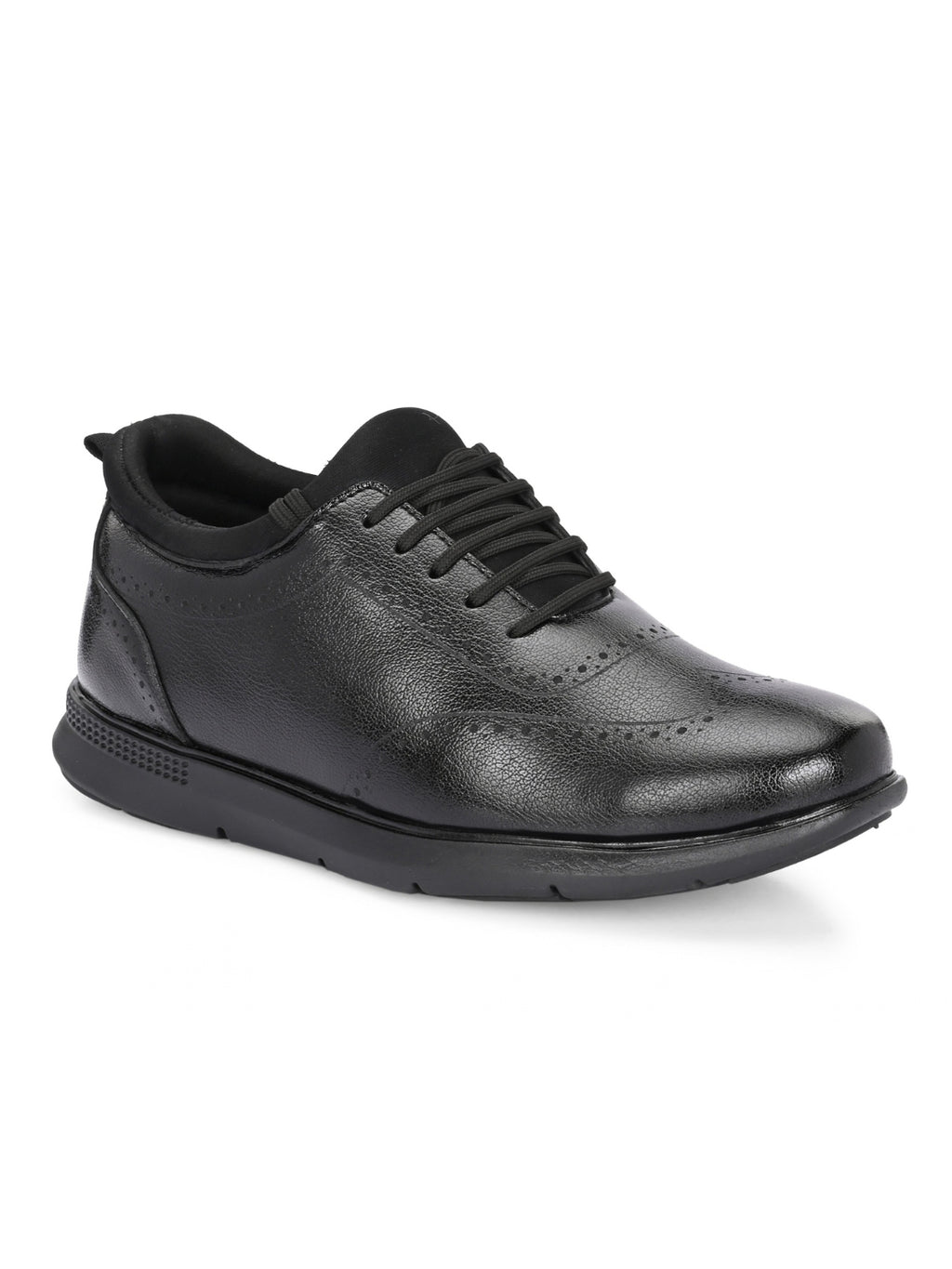 TokyoSole Premium Black Textured Leather Derby Shoes for Men (HRLFR010BLK)