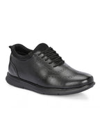 TokyoSole Premium Black Textured Leather Derby Shoes for Men (HRLFR010BLK)