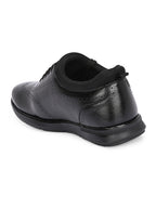 TokyoSole Premium Black Textured Leather Derby Shoes for Men (HRLFR010BLK)