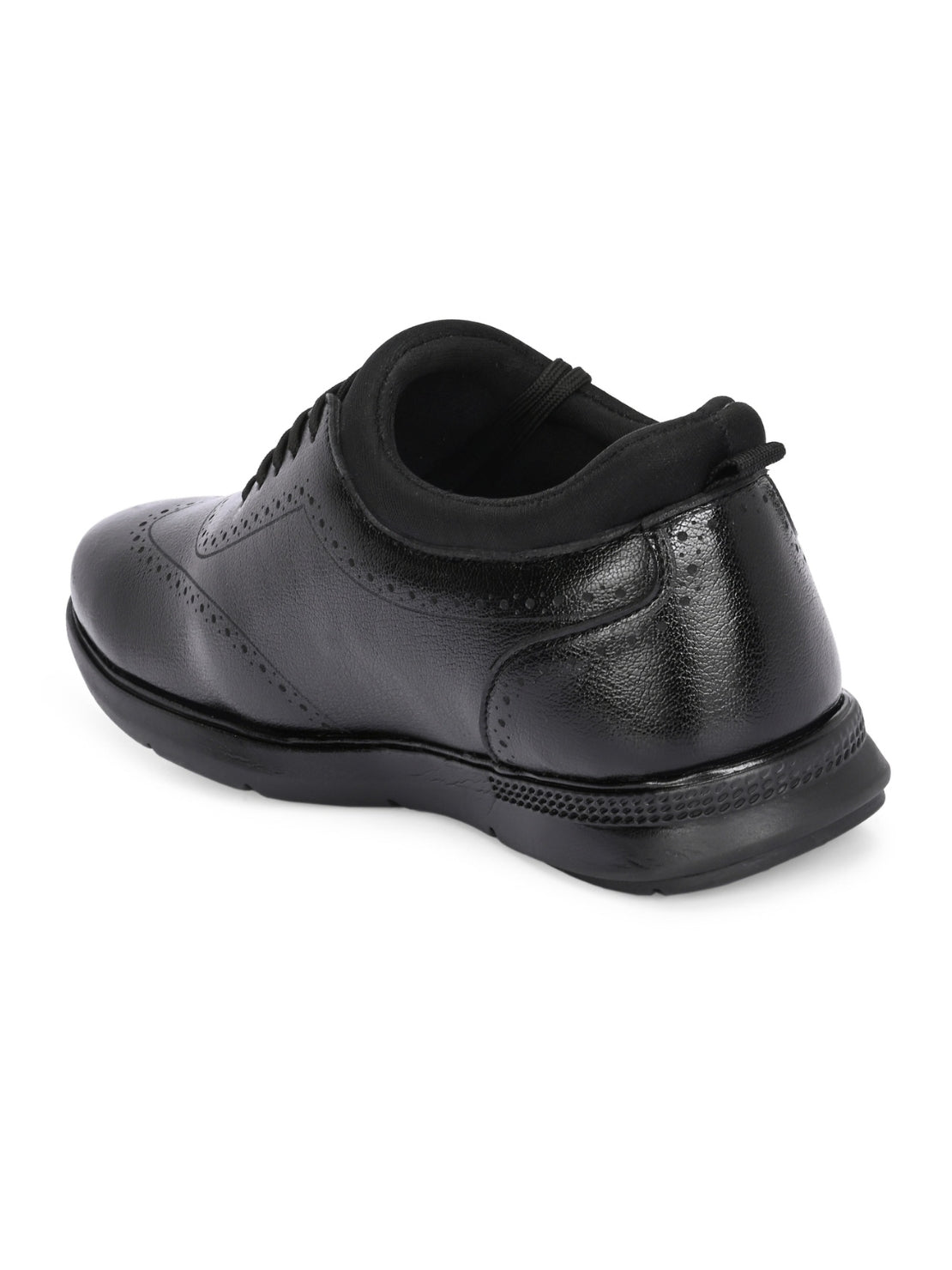 TokyoSole Premium Black Textured Leather Derby Shoes for Men (HRLFR010BLK)
