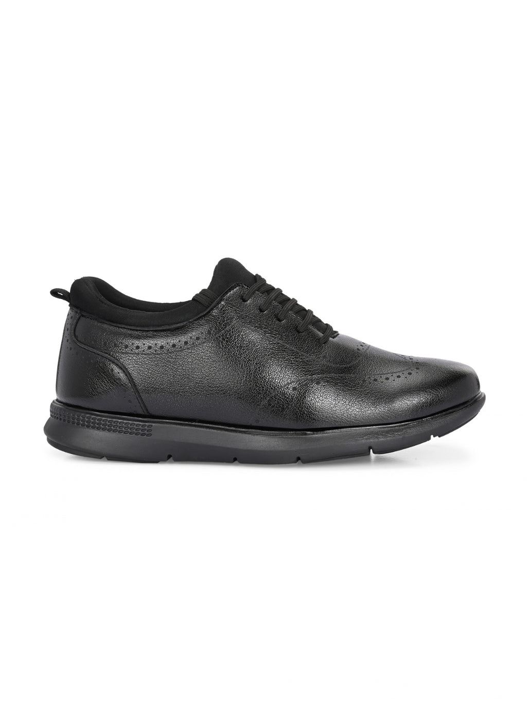TokyoSole Premium Black Textured Leather Derby Shoes for Men (HRLFR010BLK)