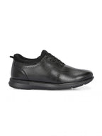 TokyoSole Premium Black Textured Leather Derby Shoes for Men (HRLFR010BLK)