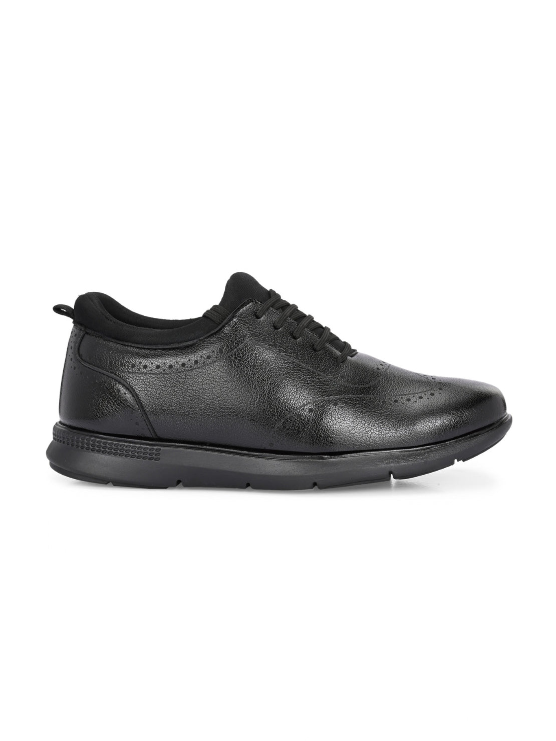 TokyoSole Premium Black Textured Leather Derby Shoes for Men (HRLFR010BLK)